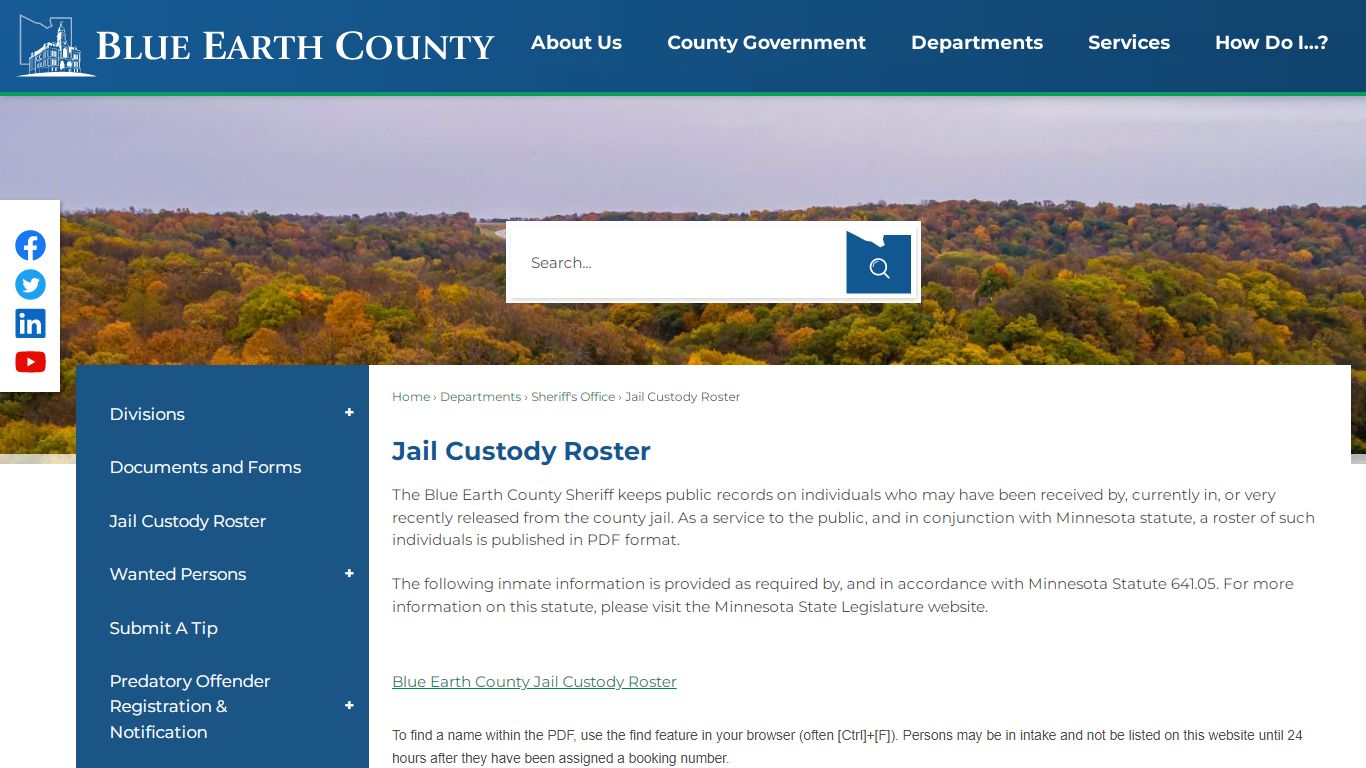 Jail Custody Roster | Blue Earth County, MN - Official Website